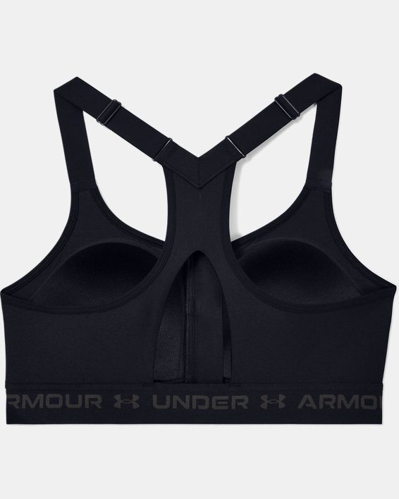 Women's Armour® High Crossback Zip Sports Bra in Black image number 9